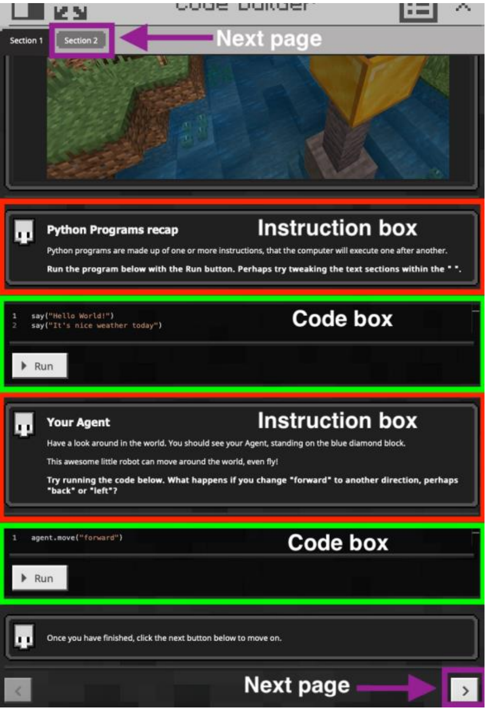 Screenshot of the coding sections in Python notebooks.