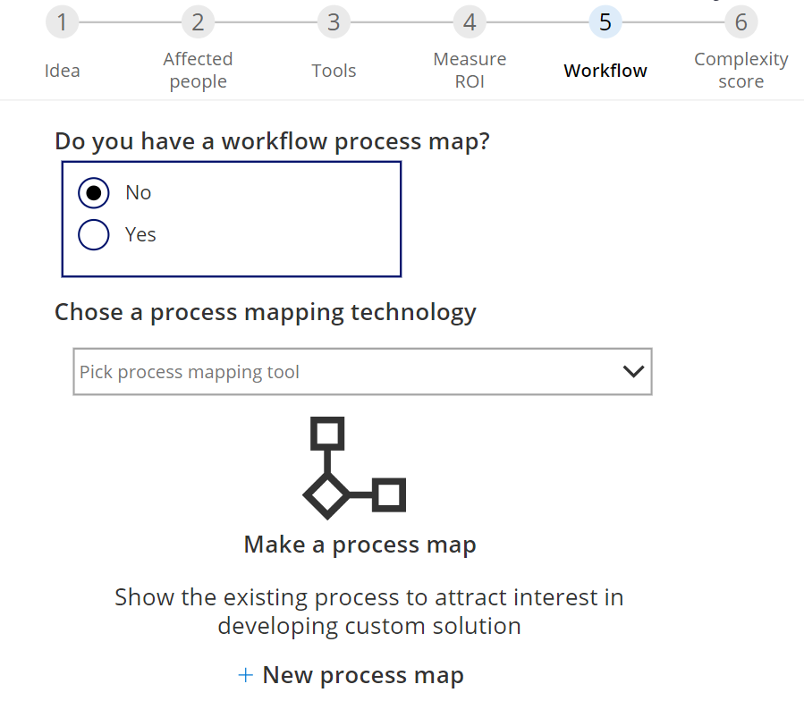 Screenshot des Workflow-Schrittes des Formulars zum Hinzufügen der Idee