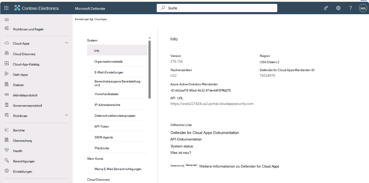 Screenshot des Microsoft 365 Defender-Portals mit der Seite 