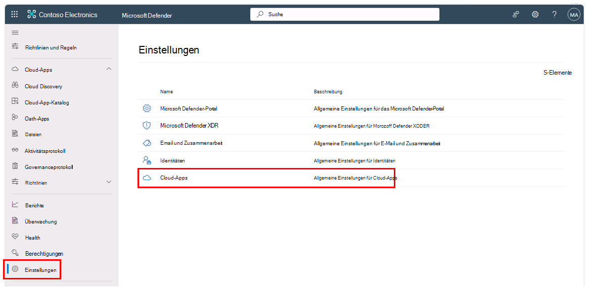 Screenshot des Microsoft 365 Defender-Portals mit hervorgehobenem Feature 