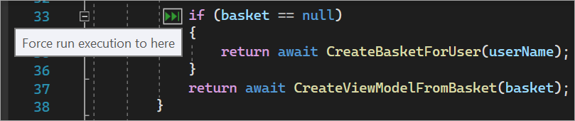 Screenshot: Ausführen bis Klick erzwingen.