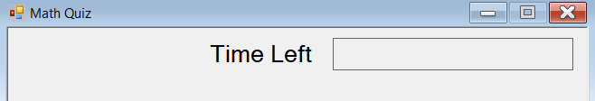 Screenshot that shows the Time Left label and the remaining time label. The controls are lined up next to each other in the upper-right corner of the form.