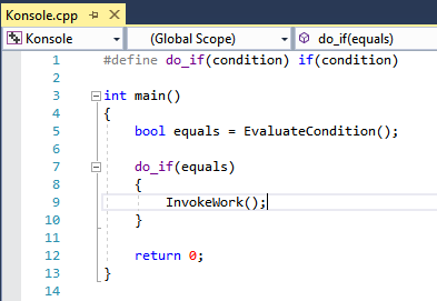 Screenshot des Tagparsers, der die Funktionsdefinition überspringt.