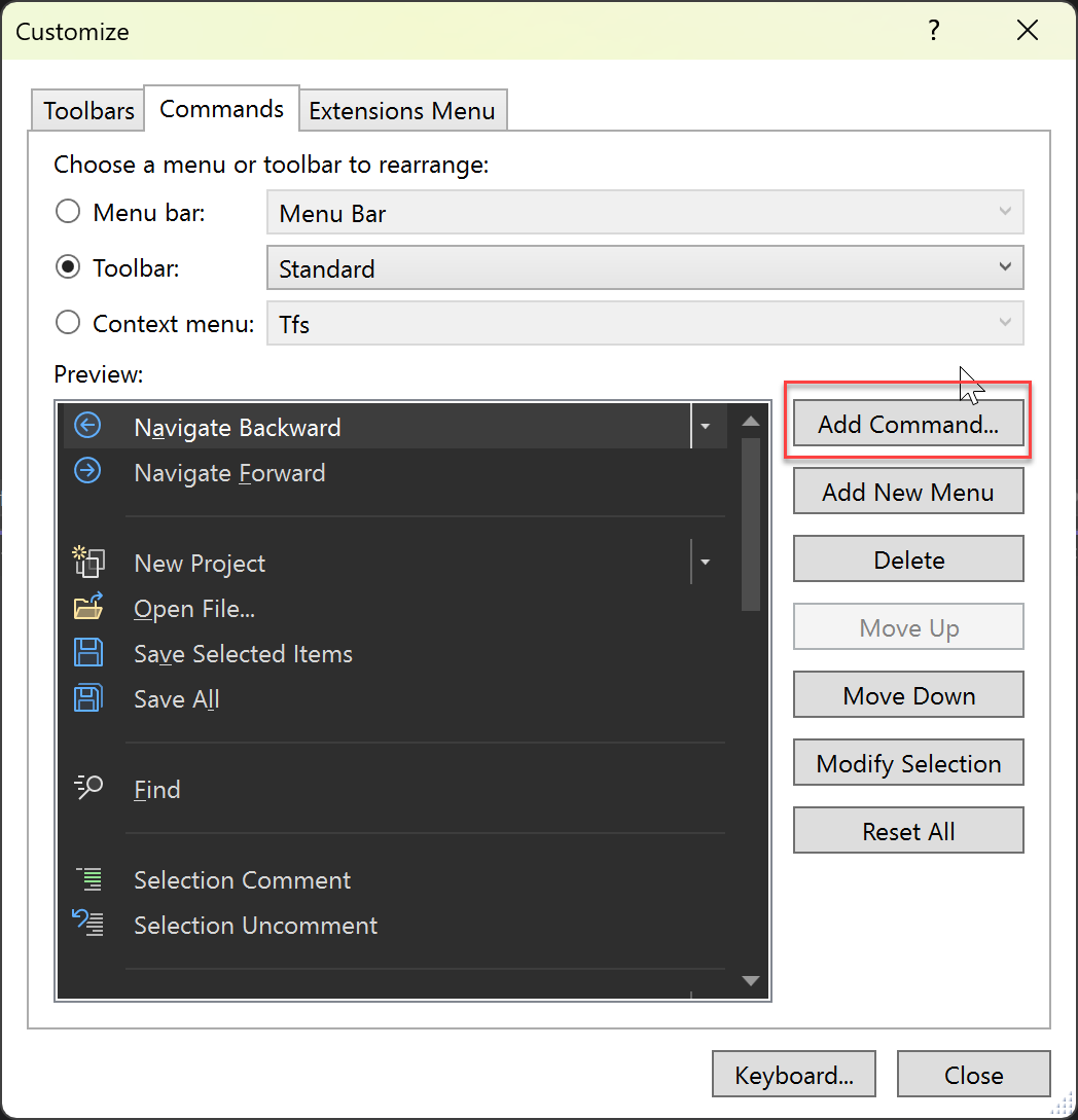 Screenshot des Dialogfelds 