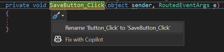 Die Visual Studio-Methode benennt Popup-UI um.