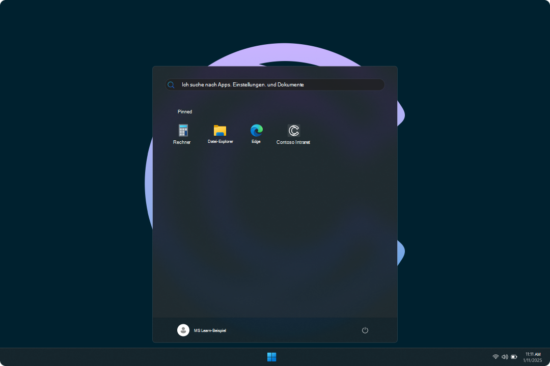 Screenshot einer eingeschränkten Benutzeroberfläche in Windows 11.