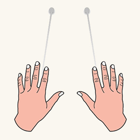 Symmetrischer Entwurf für Lichtstrahlen mit Händen