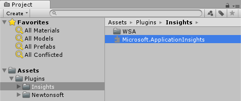 Screenshot des Projektbereichs, der Ordner