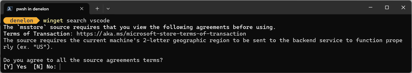 Winget Source Agreement