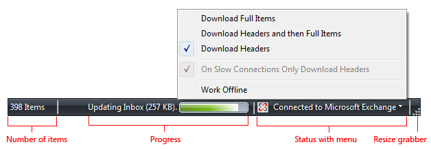 Screenshot der typischen Statusleiste 