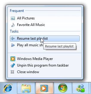 Screenshot der Sprungliste mit redundanten QuickInfo-