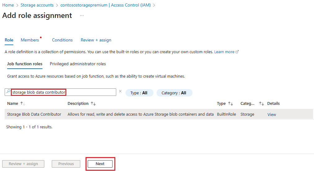 Screenshot: Formular „Rollenzuweisung hinzufügen“ mit einer Liste der Rollen