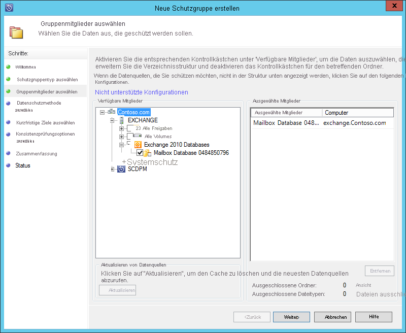 Gruppenmitglieder auswählen