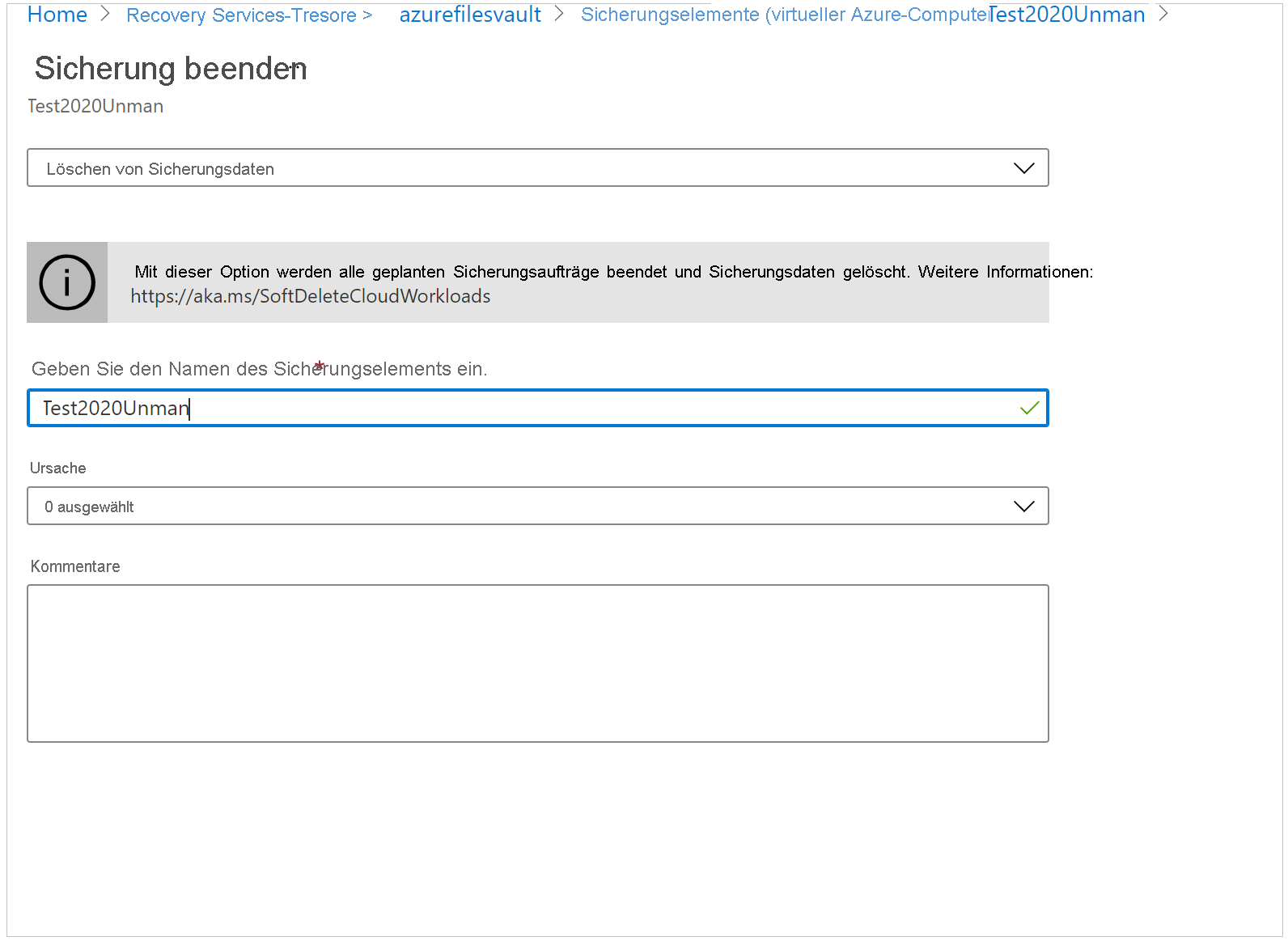 Screenshot des Bereichs 