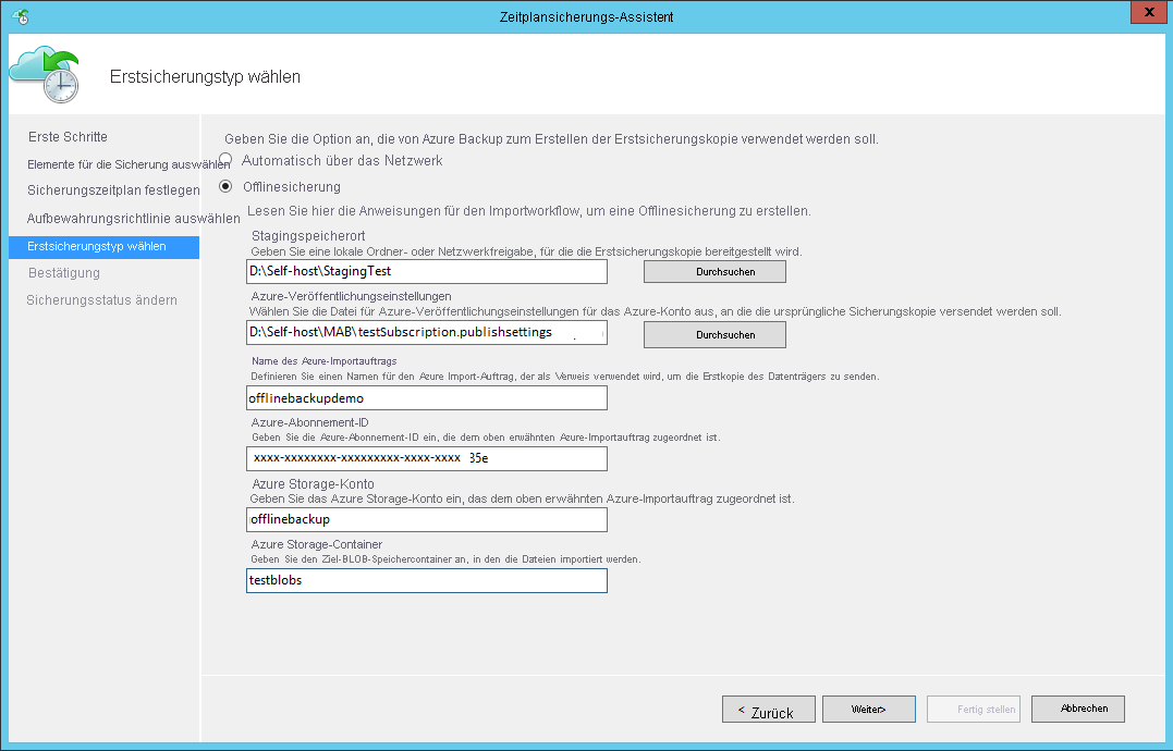 Screenshot: Importseite