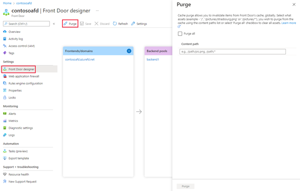 Screenshot der Schaltfläche und der Seite „Cache löschen“.