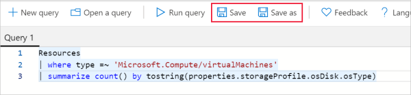 Speichern der neuen Abfrage mithilfe der Schaltfläche 