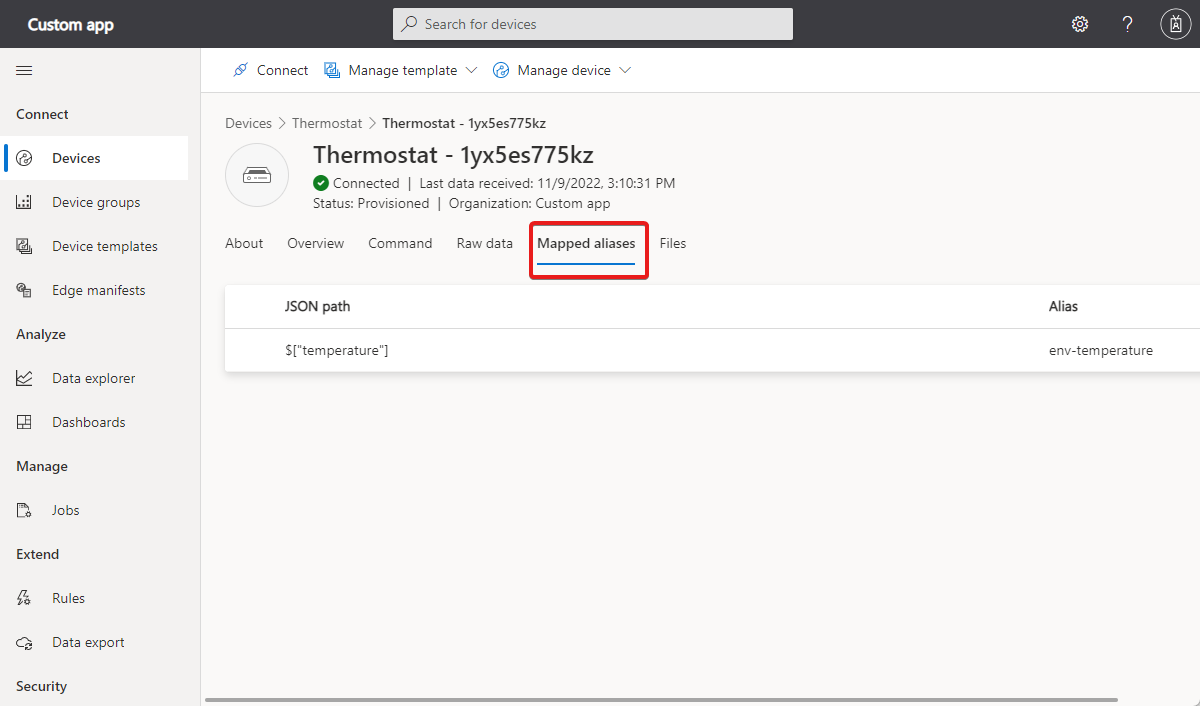 Screenshot, der die Ansicht **Zugeordnete Aliase** mit den Schaltflächen zum Bearbeiten und Löschen zeigt.