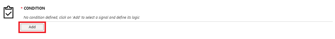 Screenshot, der zeigt, wo Sie Bedingungen für Warnungen auswählen.