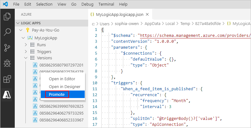 Frühere Version hervorheben