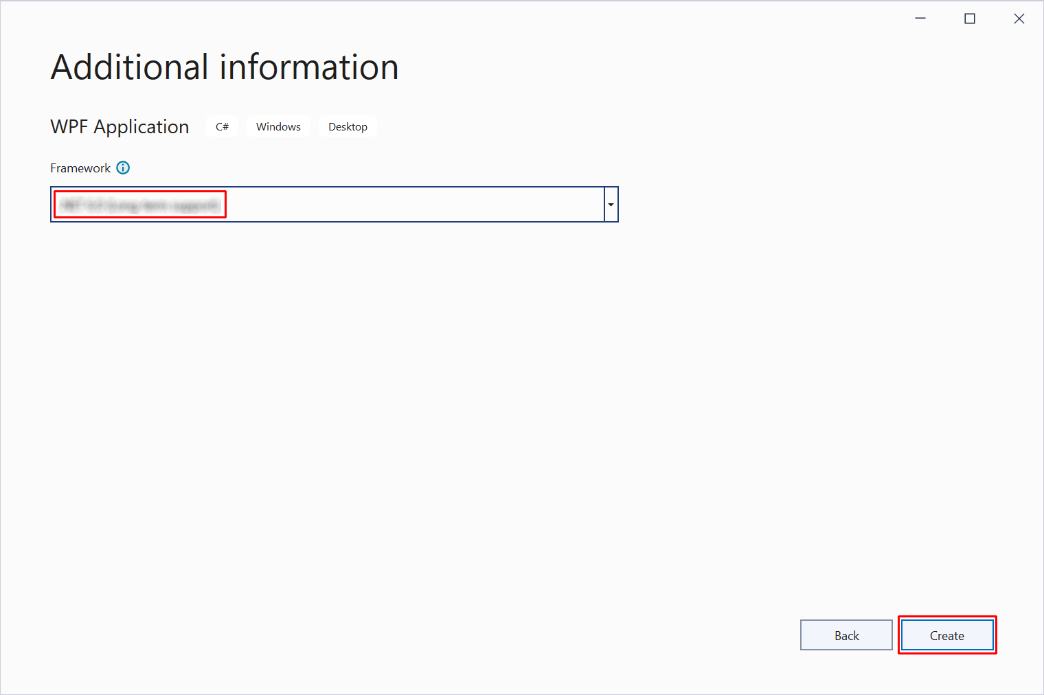 Dialogfeld „Weitere Informationen“ für das WPF-Projekt.