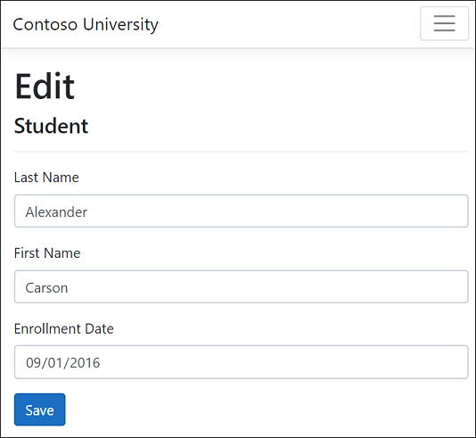 Bearbeitungsseite für Studenten