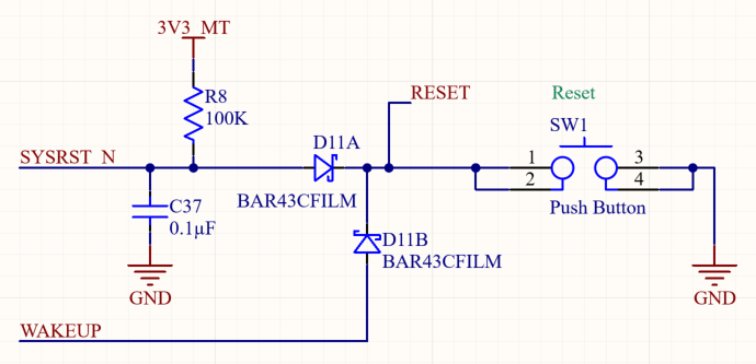 schematisch mit Wake/Reset-Schaltkreis zur Unterstützung von FTDI-Chip
