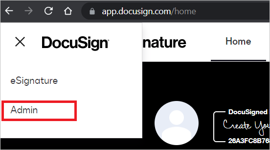 Screenshot der Option „Go to Admin“ (Zur Admin-Umgebung wechseln) im Profil