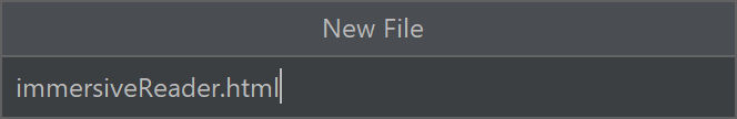 Screenshot of the name input field for the new html file.