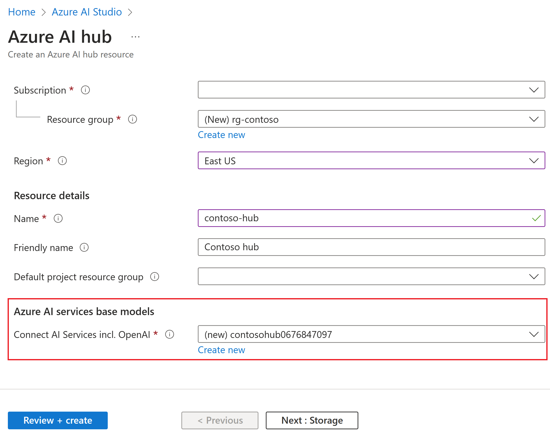 Screenshot der Option zum Festlegen der grundlegenden Informationen des Hub.