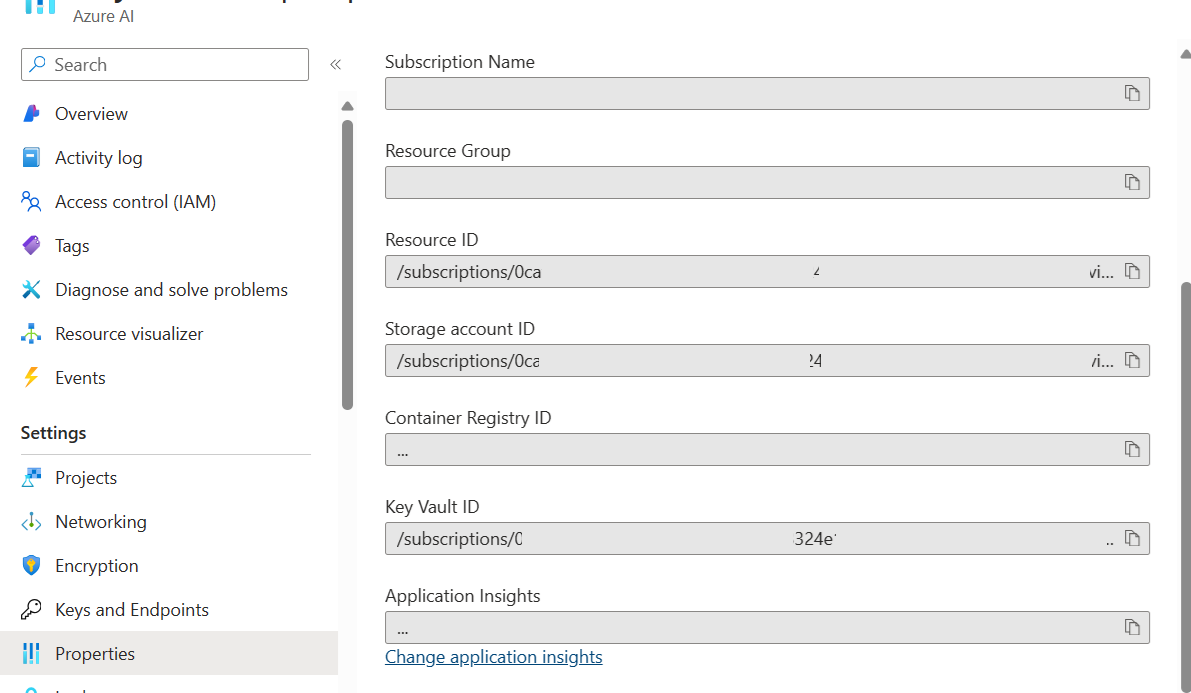 Screenshot: Eigenschaftenseite der Hub-Ressource im Azure-Portal