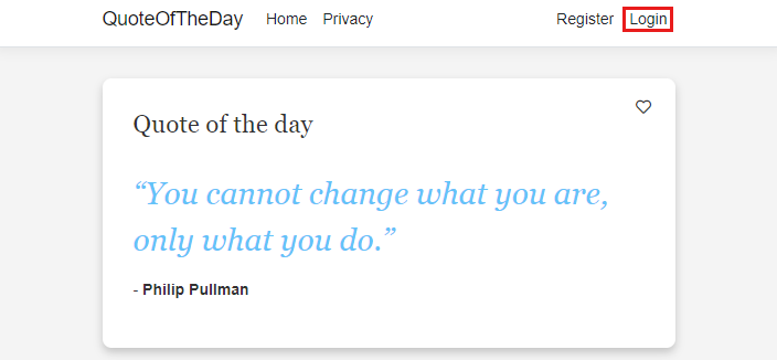 Screenshot der Quote of the day-App mit der Option **Login**.