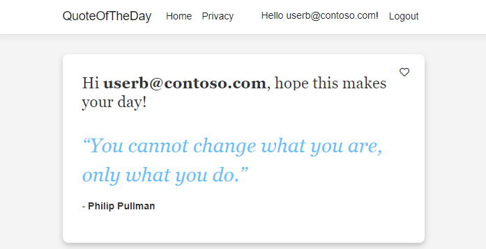 Screenshot der Quote of the day-App mit einer speziellen Meldung für den Benutzer.