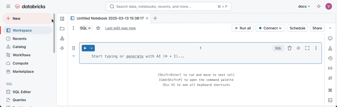 Erstellen Sie ein Notizbuch über die neue Schaltfläche in der linken Randleiste.