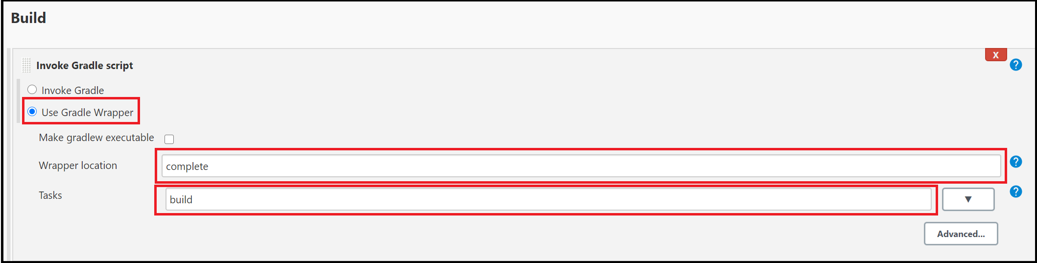 Gradle-Skriptoptionen