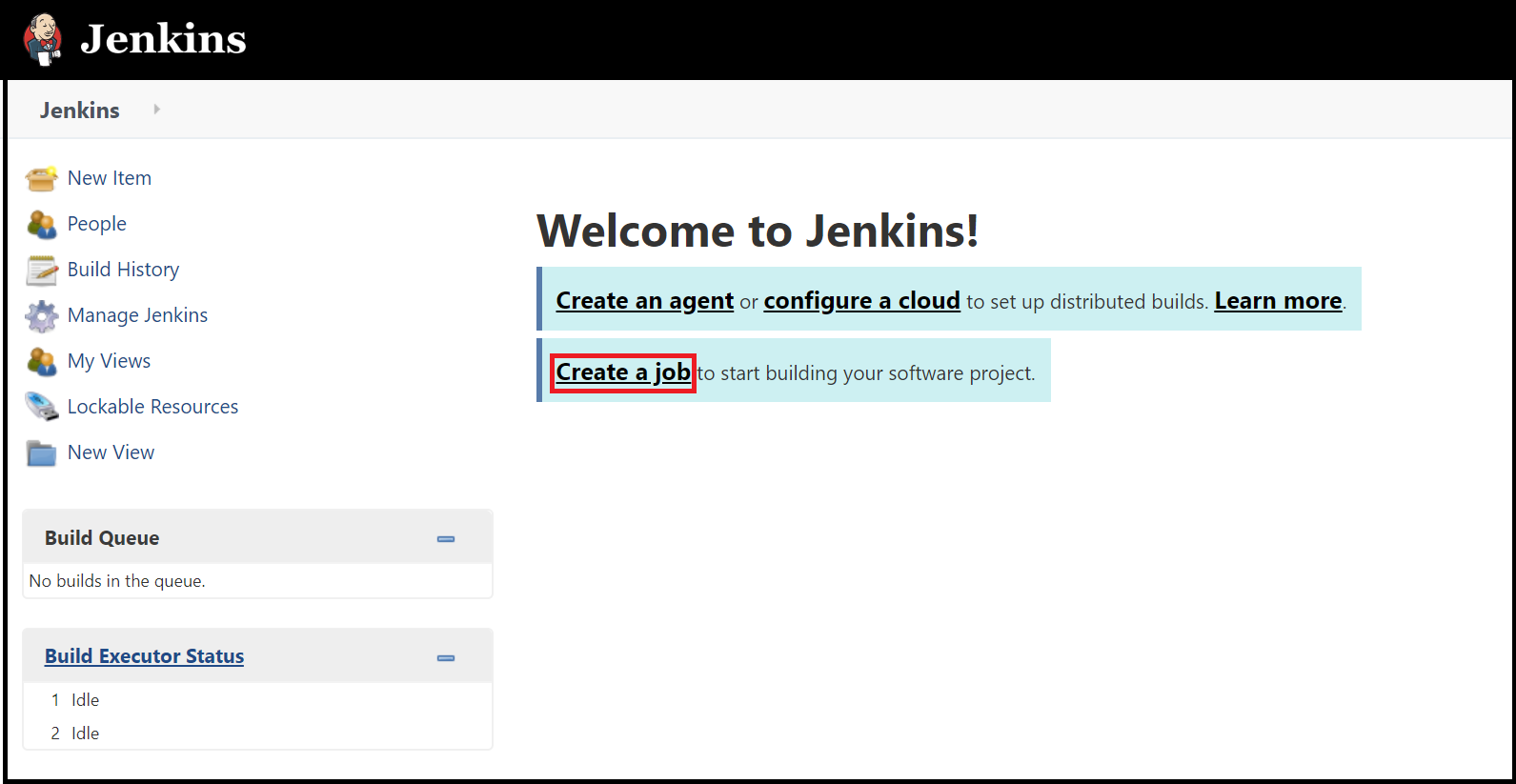 Jenkins-Konsolenstartseite