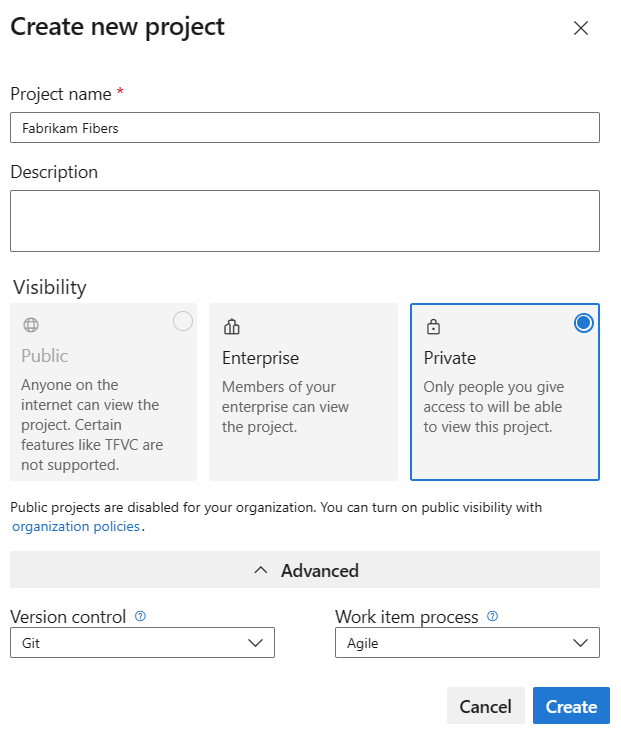 Screenshot: Erstellen eines neuen Projektformulars