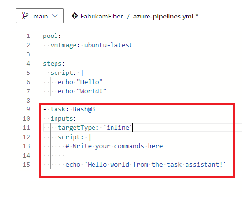 Hinzugefügter Aufgaben-Assistent in Azure DevOps Server 2019