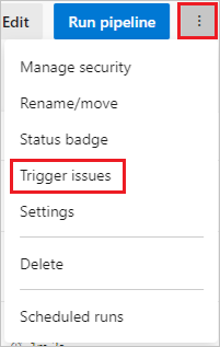 Auswählen von „Triggerprobleme“ über die Navigation