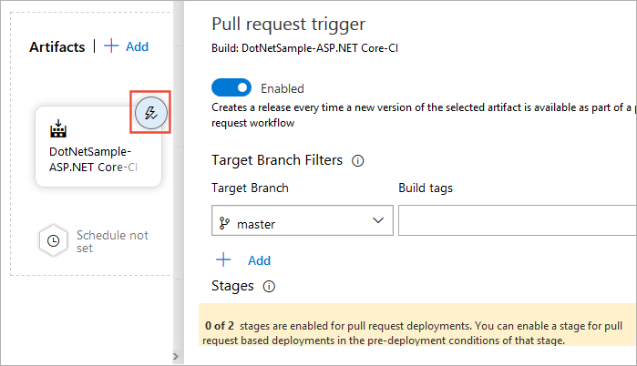 Konfigurieren eines Pull Request-Triggers.