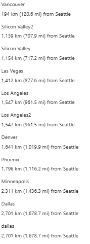 Screenshot der Entfernungsinformationen vom ersten ExpressRoute-Schaltkreis.