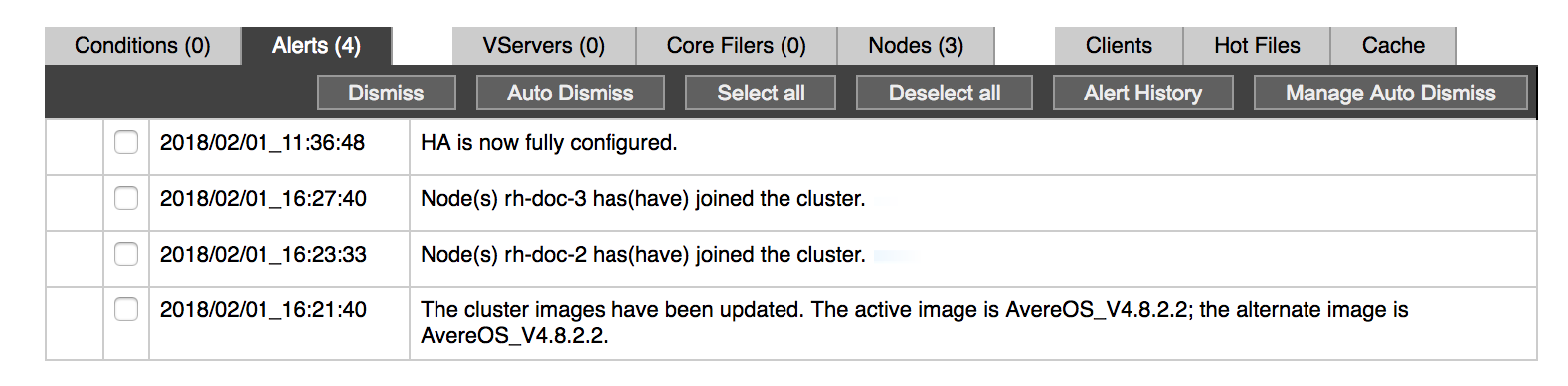 Dashboardtabelle mit der Meldung „HA is now fully configured“ (Hochverfügbarkeit ist nun vollständig konfiguriert.)