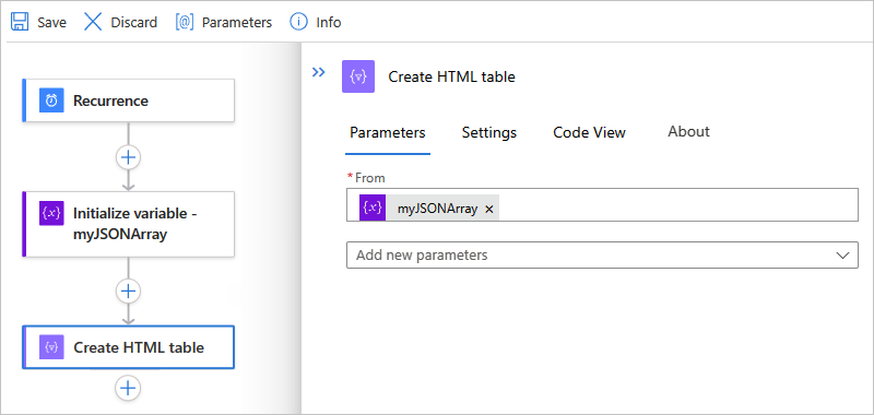 Screenshot showing the designer for a Standard workflow and the finished example for the 