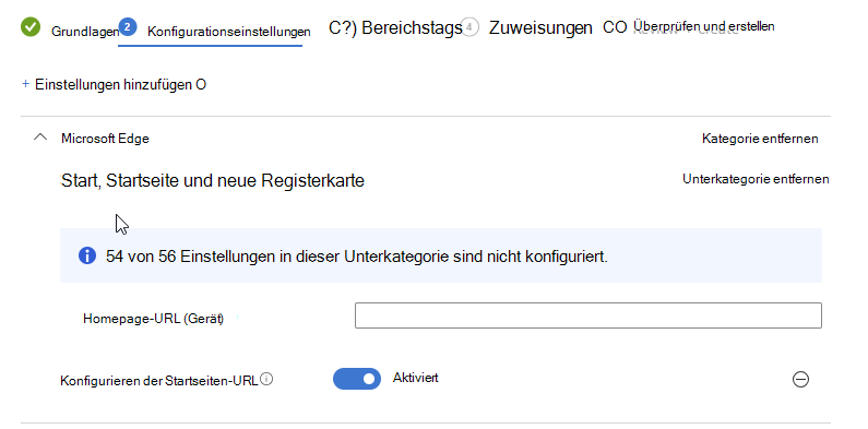 Konfigurieren der Richtlinie zur Startseiten-URL