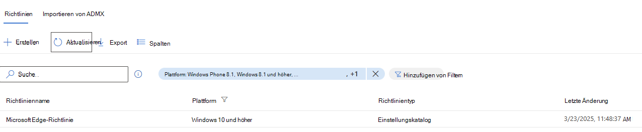 Auswählen der einzuschließenden Microsoft Edge-Richtliniengruppen