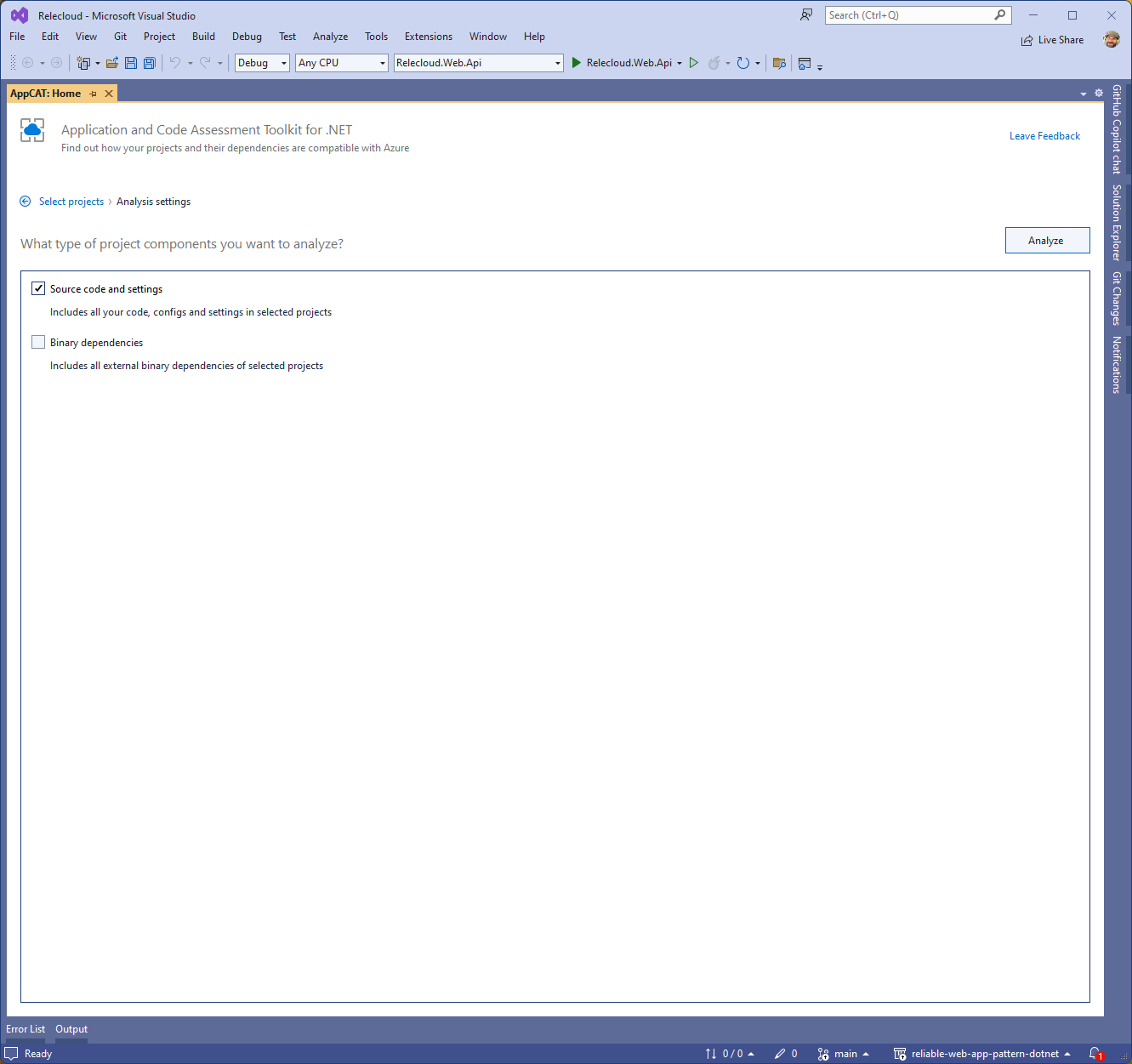 Screenshot des Auswahlbildschirms der Produktkomponente