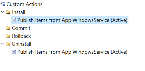 Benutzerdefinierte Aktionen mit definierten Installations- und Deinstallationsaktionen.