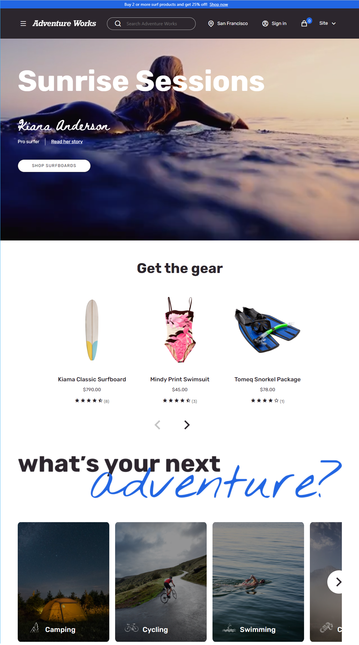 Screenshot einer Startseite, die das Design 