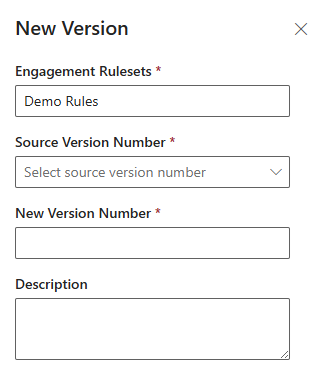 Screenshot of new version form