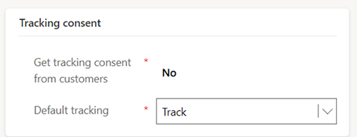 Screenshot, der zeigt, dass „Nachverfolgungseinwilligung abrufen“ auf „Nein“ und standardmäßige Nachverfolgung auf „Nachverfolgen“ eingestellt ist Screenshot, der zeigt, dass „Nachverfolgungseinwilligung abrufen“ auf „Nein“ und standardmäßige Nachverfolgung auf „Nachverfolgen“ eingestellt ist.